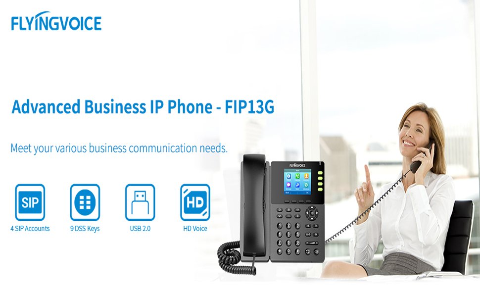 Flyingvoice FIP13G Advanced Business Gigabit Color Screen IP Phone BD